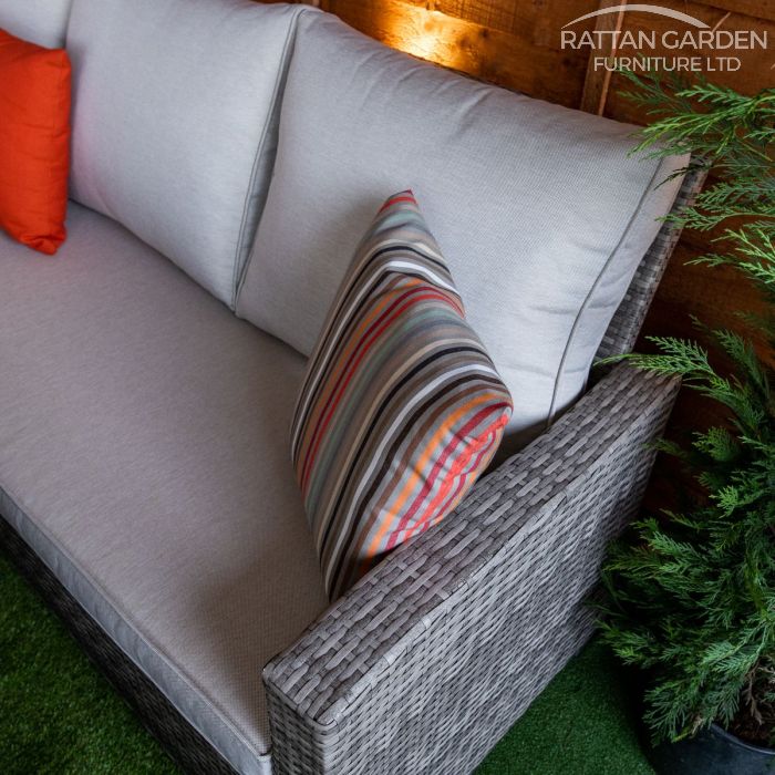 Champagne Hampton rattan Corner Dining Set with Fire Pit