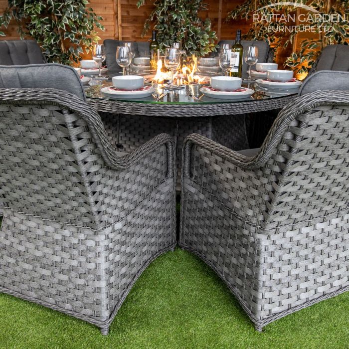Rattan Serena Vienna 8 Seat Fire Pit With 165cm Round Table