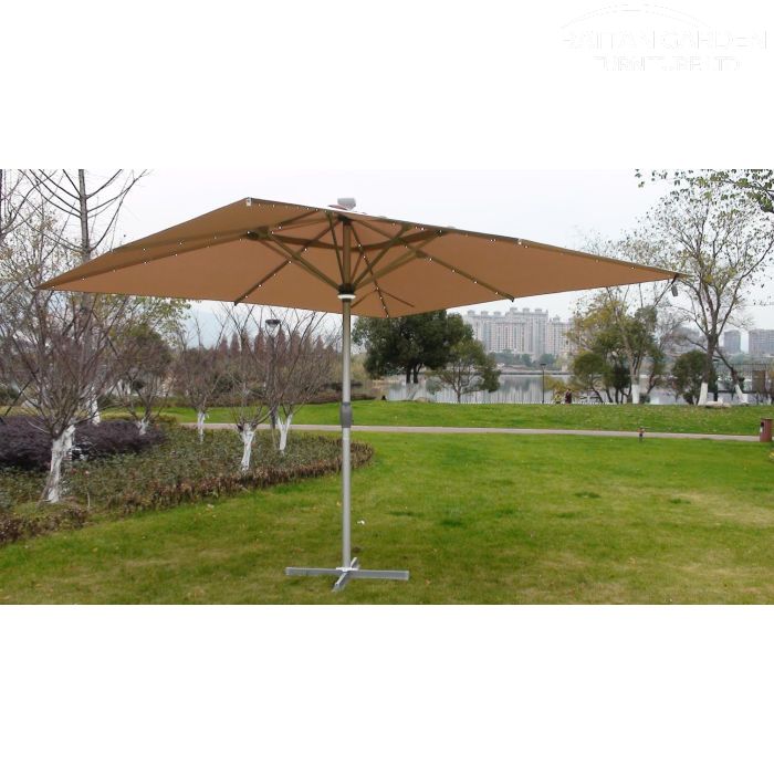 The Ultra 4m x 4m Square LED Fully Remote Parasol in Cream