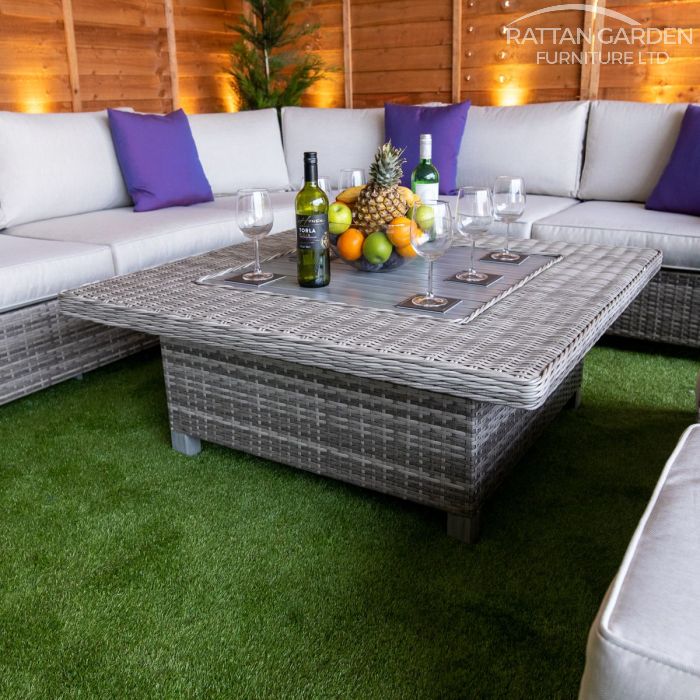 Champagne Winchester Square Rising Table Rattan Corner Set