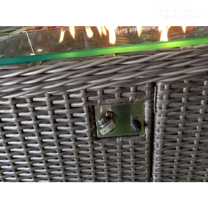 Platinum Rectangular Rattan Firepit Coffee Table