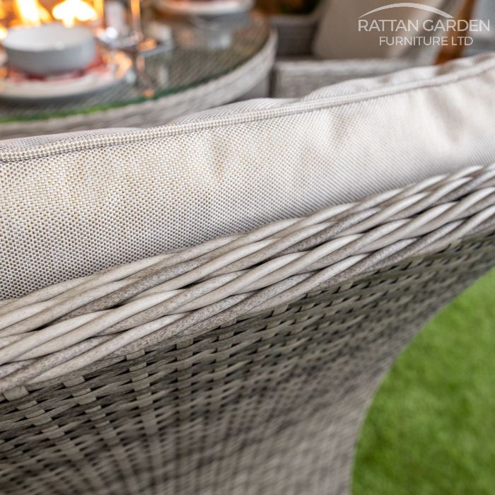 Rattan Champagne Paris Round 4 Seat Fire Pit Set