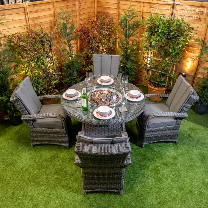Rattan Serena Tokyo Round 4 Seat Fire Pit Set