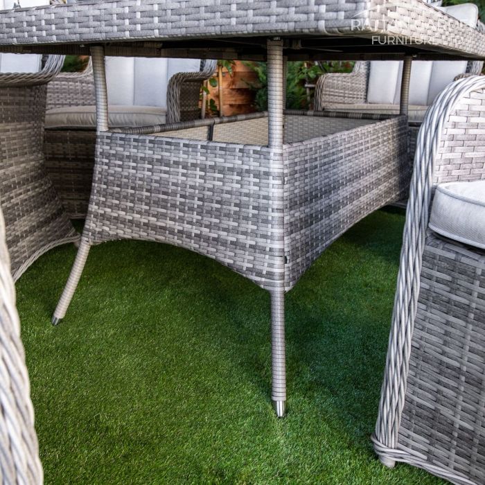 Rattan Champagne Vienna Rectangular 6 Seat Dining Set