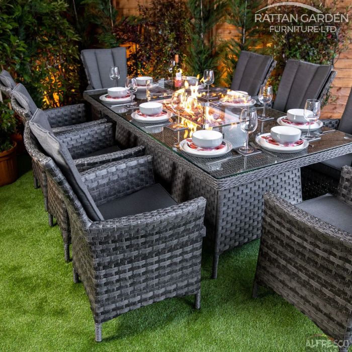 Serena Atlanta 8 Seat Fire Pit With 200cm Rectangular Table