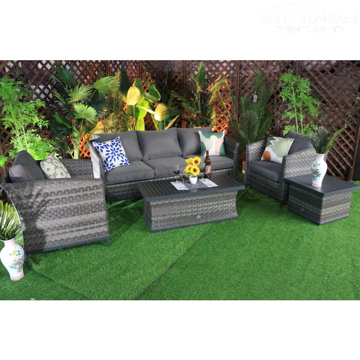 Monaco Serena 5 Seat 5 Piece Sofa Set With Side and Coffee Table 