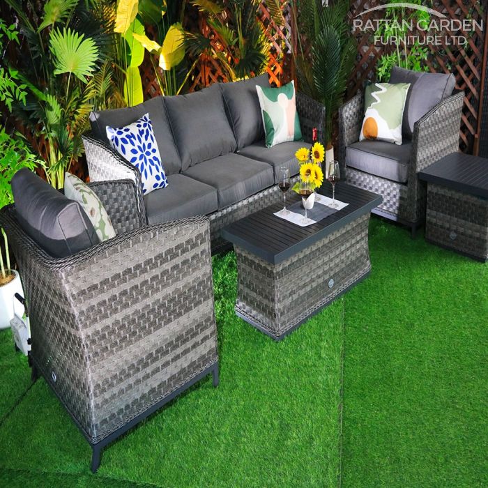 Monaco Serena 5 Seat 5 Piece Sofa Set With Side and Coffee Table 