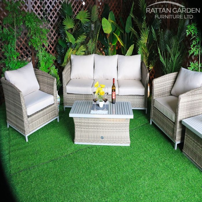 Monaco Champagne 5 Seat 5 Piece Sofa Set With Aluminium Table Top
