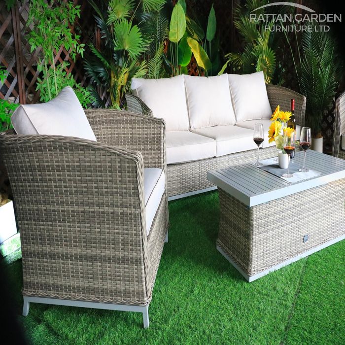 Monaco Champagne 5 Seat 5 Piece Sofa Set With Aluminium Table Top