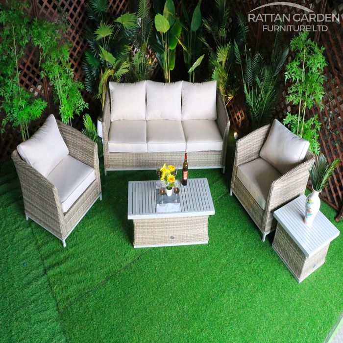 Monaco Champagne 5 Seat 5 Piece Sofa Set With Aluminium Table Top