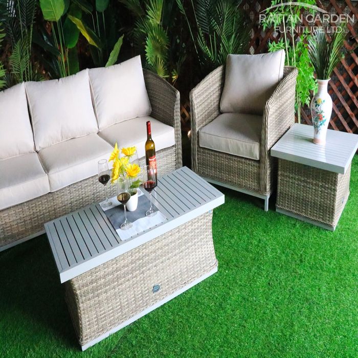 Monaco Champagne 5 Seat 5 Piece Sofa Set With Aluminium Table Top