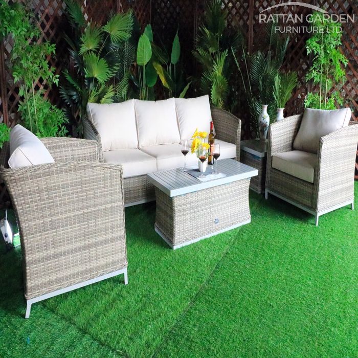 Monaco Champagne 5 Seat 5 Piece Sofa Set With Aluminium Table Top