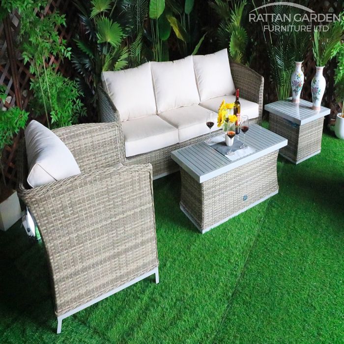 Monaco Champagne 5 Seat 5 Piece Sofa Set With Aluminium Table Top