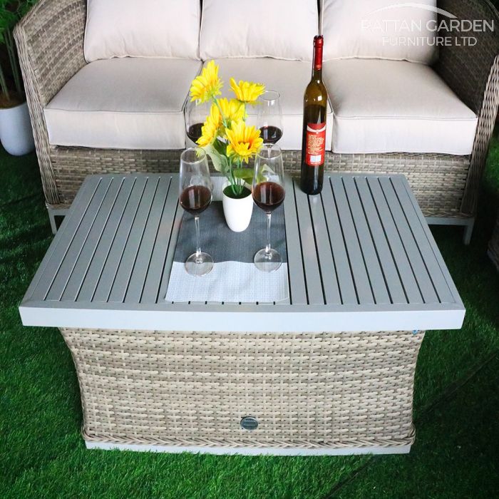 Monaco Champagne 5 Seat 5 Piece Sofa Set With Aluminium Table Top