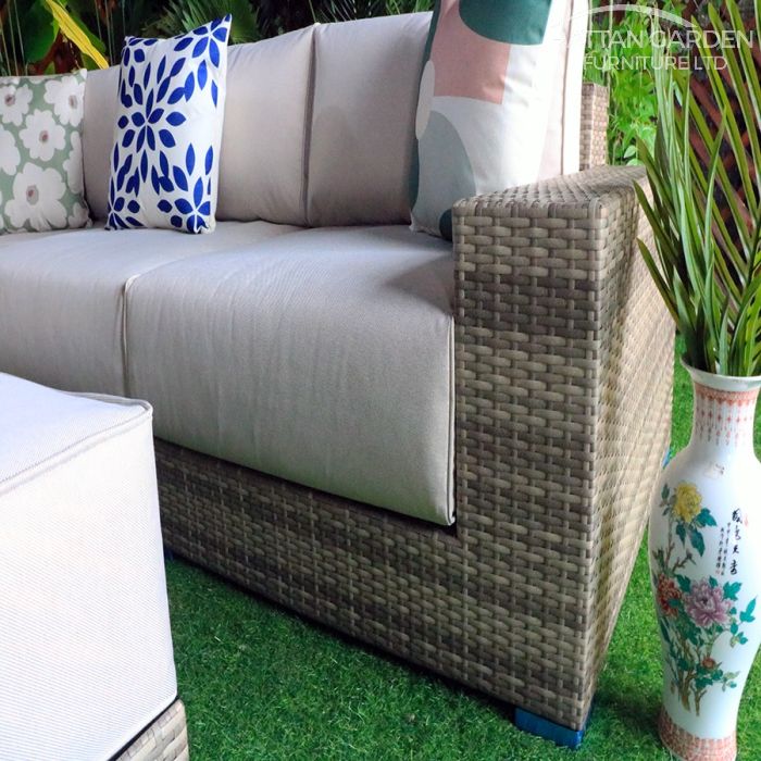 Prague Champagne Rattan Corner Sofa Set