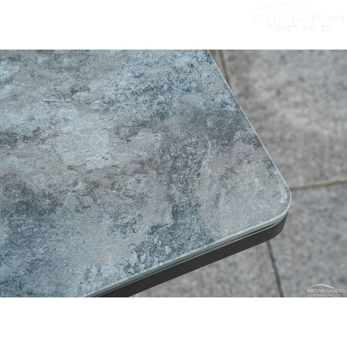 Brabazon Aluminium 8 Seat Dining Set With Patterned Ceramic Glass Table Top