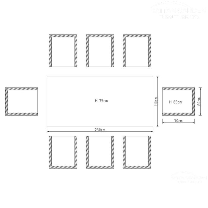 Brabazon Aluminium 8 Seat Dining Set With Patterned Ceramic Glass Table Top