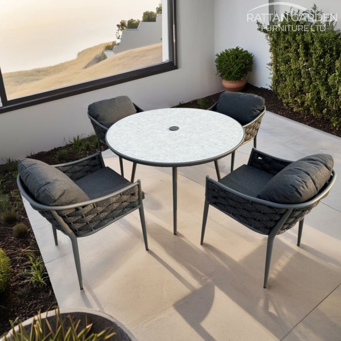 Annabelle Rope Grey 4 Seater Dining Set