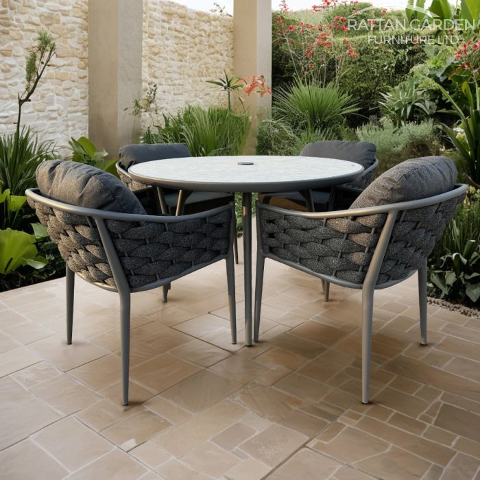 Annabelle Rope Grey 4 Seater Dining Set
