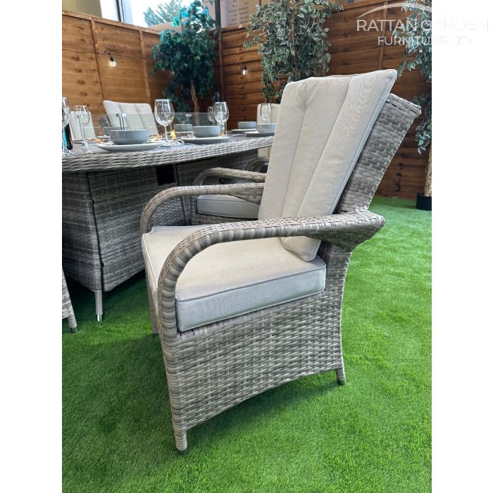 Rattan Champagne Tokyo 230cm Oval 8 Seater Fire Pit Set