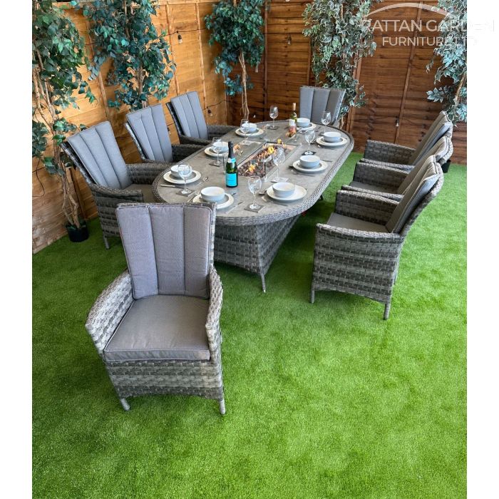 Rattan Serena Atlanta 230cm Oval 8 Seater Fire Pit Set