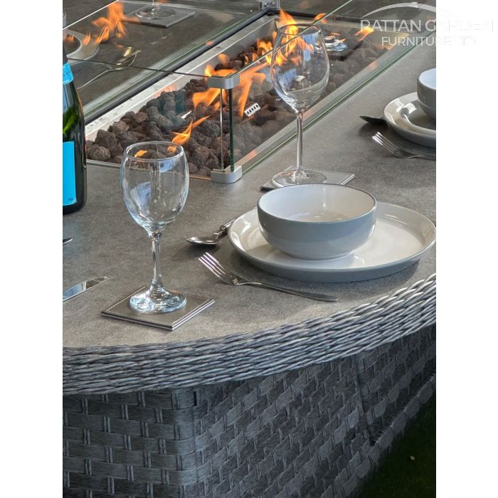 Rattan Serena Paris 230cm Oval 8 Seater Fire Pit Set