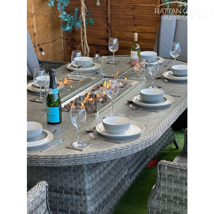 Rattan Serena Paris 230cm Oval 8 Seater Fire Pit Set