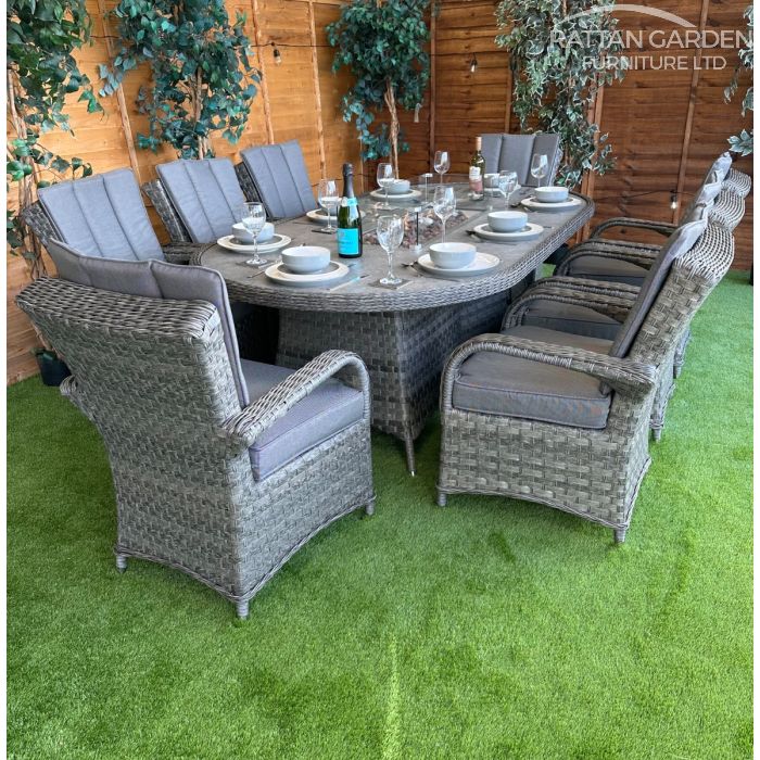 Rattan Serena Tokyo 230cm Oval 8 Seater Fire Pit Set