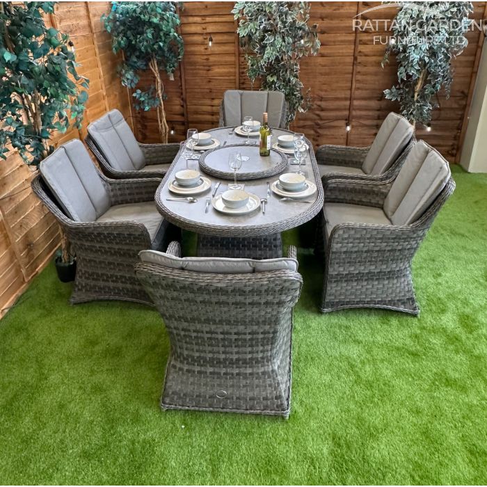Rattan serena vienna 180cm Oval 6 Seater Dining Set