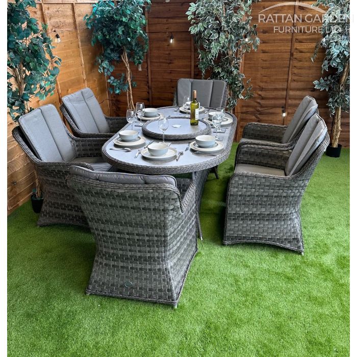 Rattan serena vienna 180cm Oval 6 Seater Dining Set