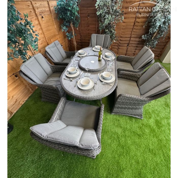 Rattan serena vienna 180cm Oval 6 Seater Dining Set