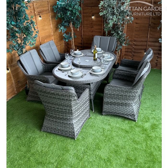Rattan serena vienna 180cm Oval 6 Seater Dining Set