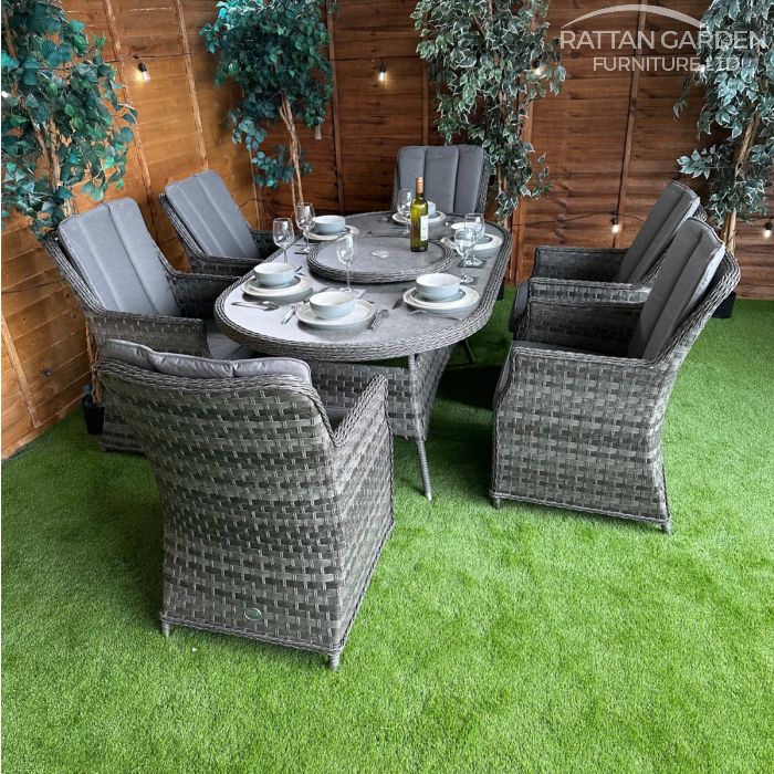 Rattan Serena Paris 180cm Oval 6 Seater Dining Set