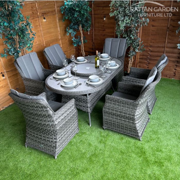 Rattan Serena Paris 180cm Oval 6 Seater Dining Set