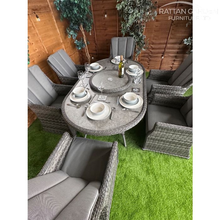 Rattan Serena Paris 180cm Oval 6 Seater Dining Set