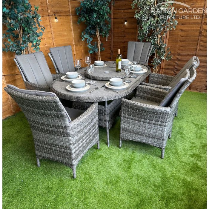 Rattan Serena Atlanta 180cm Oval 6 Seater Dining Set