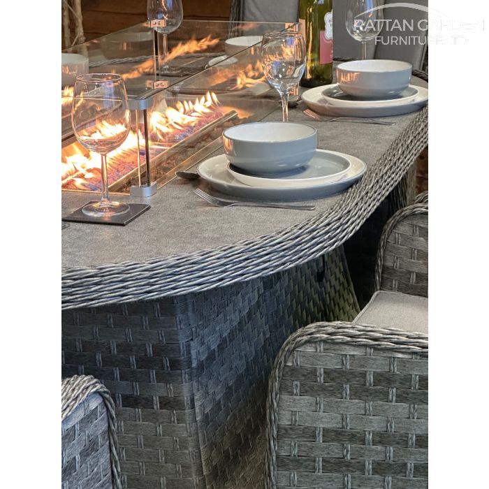 Rattan Serena Vienna 180cm Oval 6 Seater Fire Pit Set