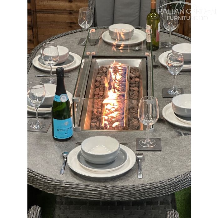 Rattan Serena Paris 180cm Oval 6 Seater Fire Pit Set