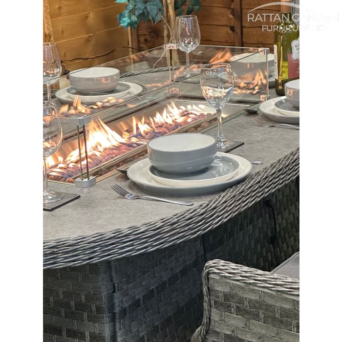 Rattan Serena Paris 180cm Oval 6 Seater Fire Pit Set