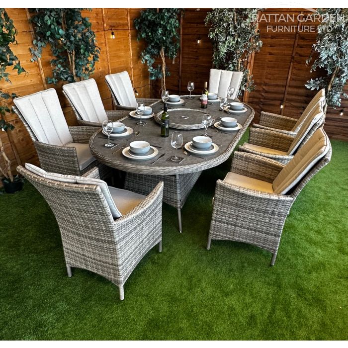 Rattan Champagne Atlanta 230cm Oval 8 Seater Dining Set