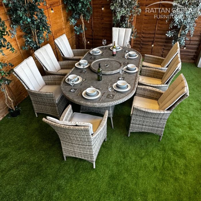 Rattan Champagne Atlanta 230cm Oval 8 Seater Dining Set