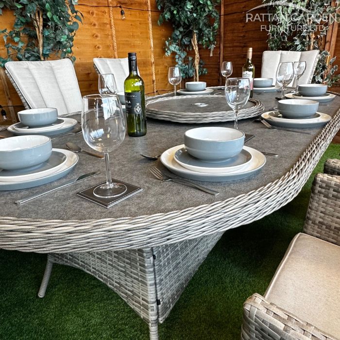Rattan Champagne Atlanta 230cm Oval 8 Seater Dining Set