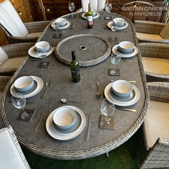 Rattan Champagne Atlanta 230cm Oval 8 Seater Dining Set