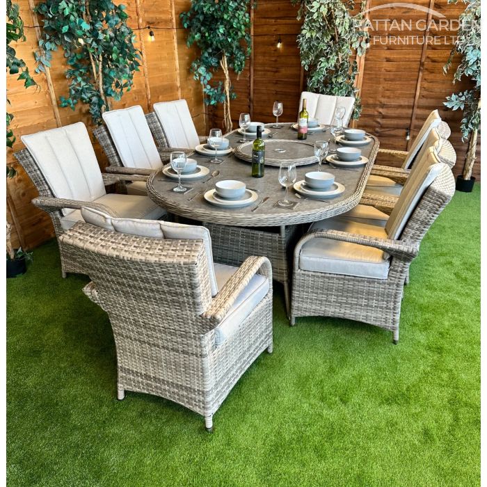 Rattan Champagne Tokyo 230cm Oval 8 Seater Dining Set