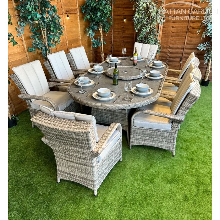Rattan Champagne Tokyo 230cm Oval 8 Seater Dining Set