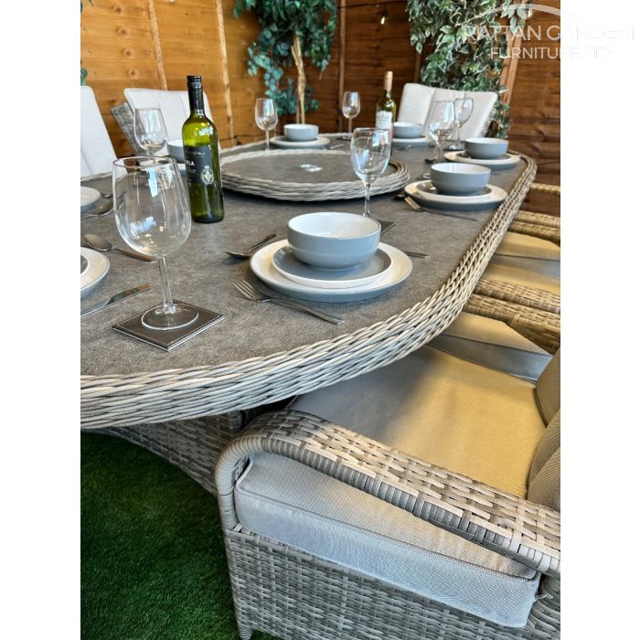 Rattan Champagne Tokyo 230cm Oval 8 Seater Dining Set