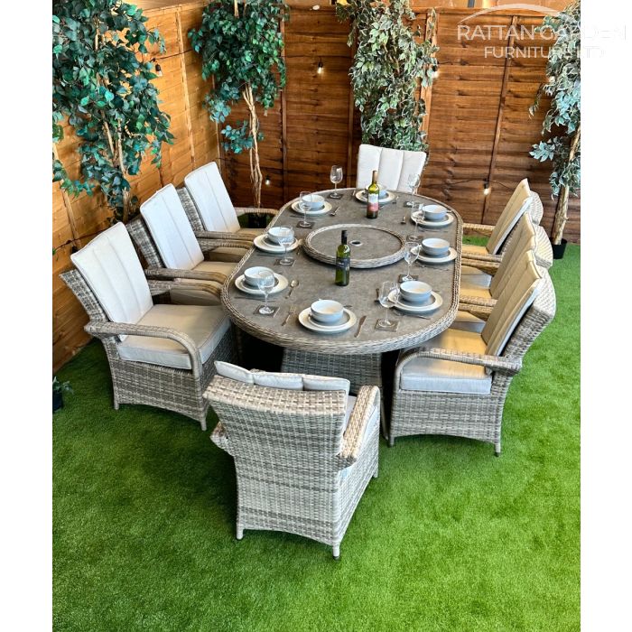 Rattan Champagne Tokyo 230cm Oval 8 Seater Dining Set