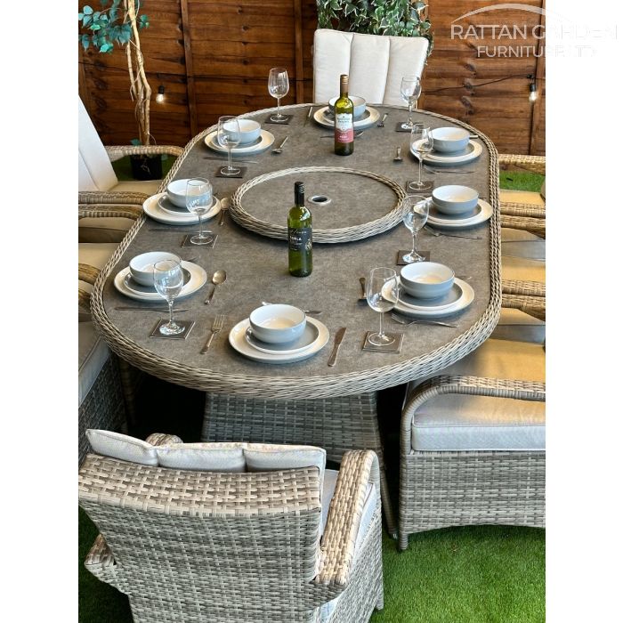 Rattan Champagne Tokyo 230cm Oval 8 Seater Dining Set