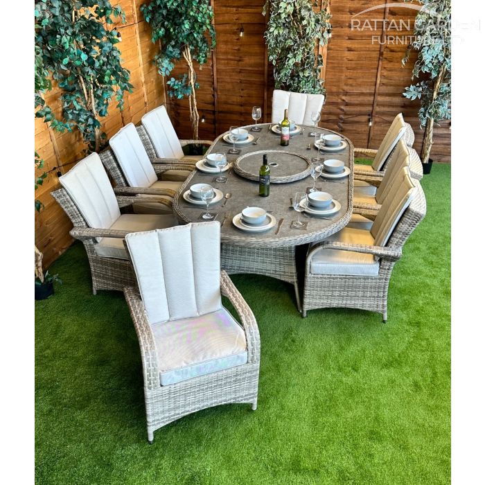 Rattan Champagne Tokyo 230cm Oval 8 Seater Dining Set