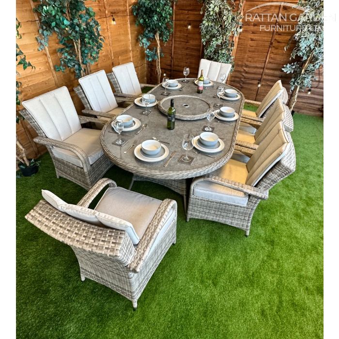 Rattan Champagne Tokyo 230cm Oval 8 Seater Dining Set